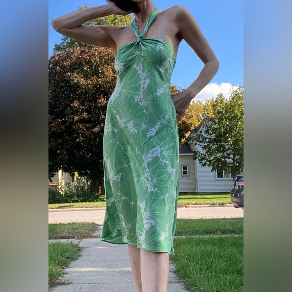 Haltered silk midi dress